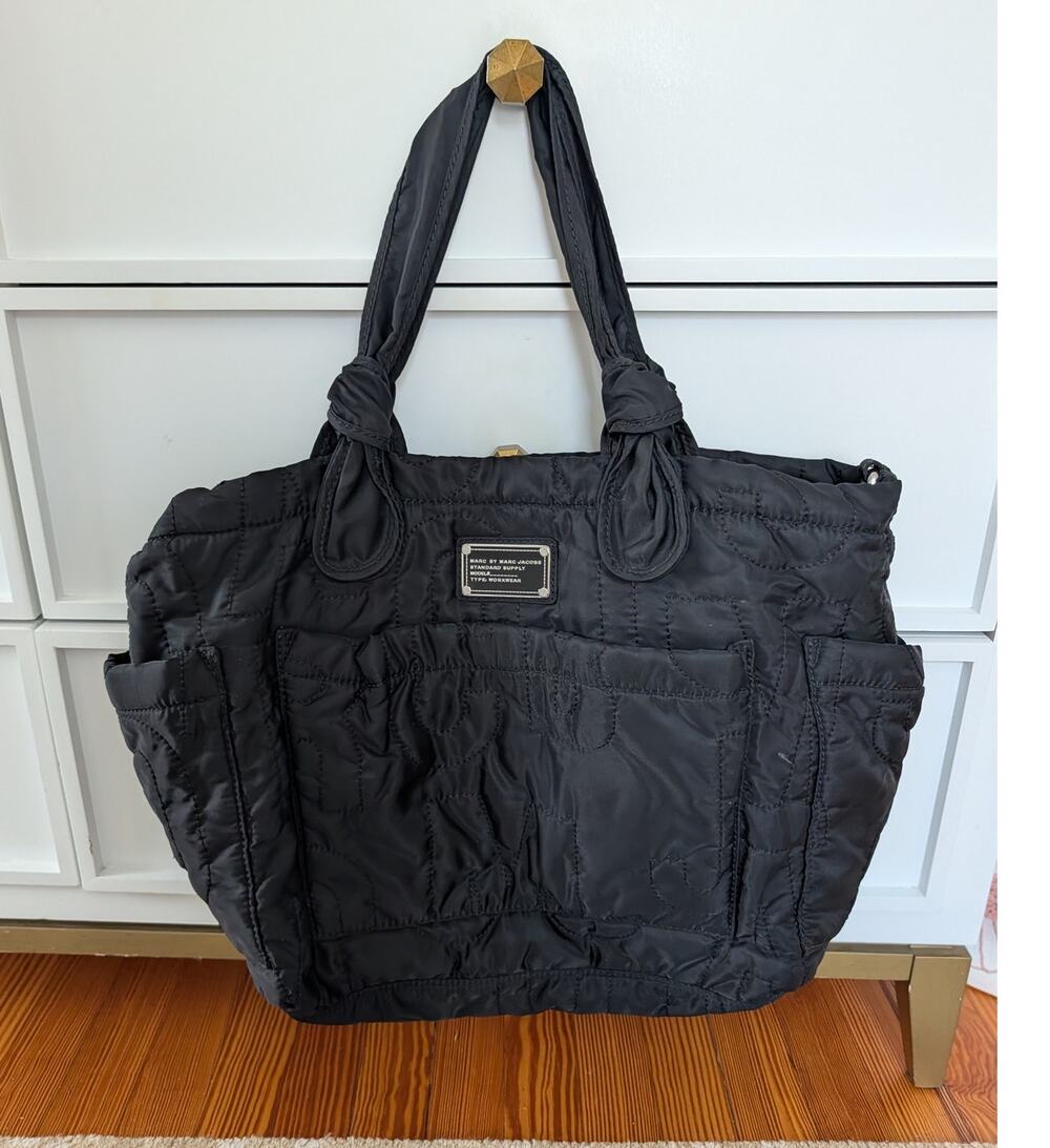 Marc by Marc Jacobs Black Quilted Nylon Diaper Bag Tote